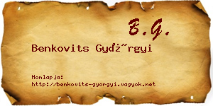 Benkovits Györgyi névjegykártya